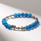 Браслет-оберег «Глазик» черепашки, цвет голубой в серебре, 6 см - фото 30993467