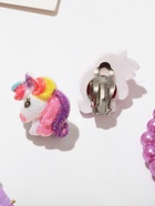 Набор детских украшений Выбражулька «Единорог», 5 предметов: 2 заколки, браслет, клипсы, кольцо, разноцветный - фото 64143011