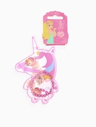 Набор детских украшений Выбражулька «Единорог», 5 предметов: 2 заколки, браслет, клипсы, кольцо, разноцветный - фото 64143007