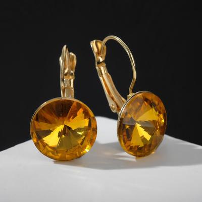 Серьги со стразами «Яркая классика», цвет золото, d=1.4 см