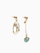 Серьги с эмалью «Ночь» хвост с ракушкой, цвет сине-белый в золоте - Фото 3