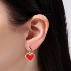 Серьги ассорти «Сердечки» пиксели, цвет красно-чёрный в золоте - Фото 2