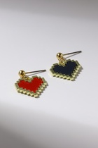 Серьги ассорти «Сердечки» пиксели, цвет красно-чёрный в золоте - Фото 1