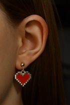 Серьги ассорти «Сердечки» пиксели, цвет красно-чёрный в золоте - Фото 4