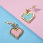 Серьги акриловые «Сердечки» пиксели, цвет розово-голубой в золоте - Фото 3