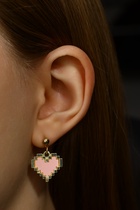 Серьги акриловые «Сердечки» пиксели, цвет розово-голубой в золоте - Фото 6