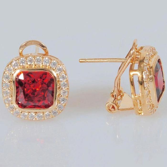 Серьги с гранатом "Герцогиня", позолота с родированием - Фото 1