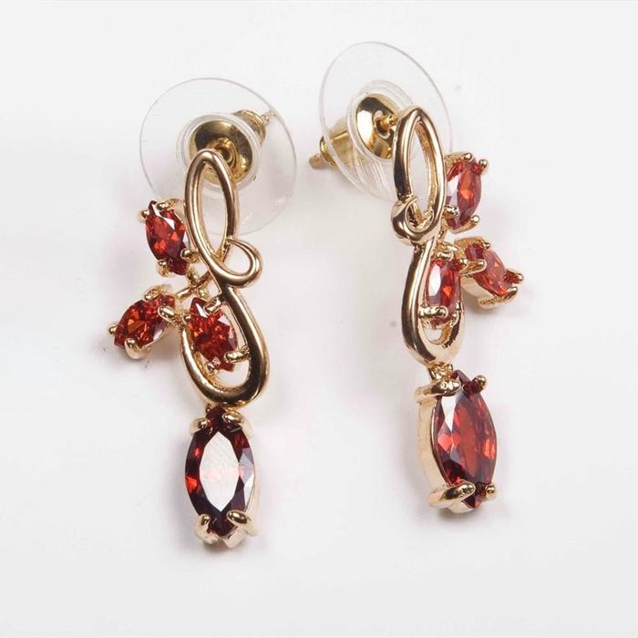 Серьги с гранатом "Нерине", позолота с родированием - Фото 1