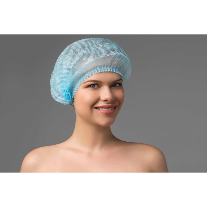Шапочка медицинская Шарлотта 12 г/м голубая р-р 54-65 см спанбонд 50 шт./уп - Фото 1