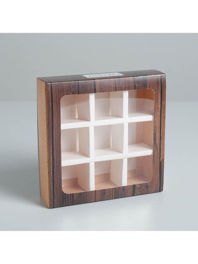 Коробка для конфет, кондитерская упаковка, 9 ячеек, «Дерево» 14.5 х 14.5 х 3.5 см