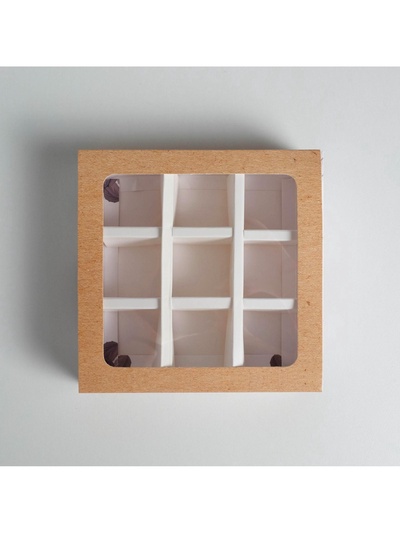 Коробка для конфет, кондитерская упаковка, 9 ячеек, Special for you, 14.5×14.5×3.5 см