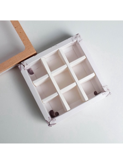 Коробка для конфет, кондитерская упаковка, 9 ячеек, Special for you, 14.5×14.5×3.5 см