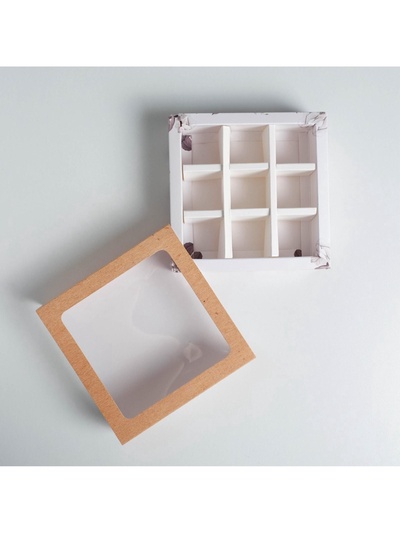 Коробка для конфет, кондитерская упаковка, 9 ячеек, Special for you, 14.5×14.5×3.5 см