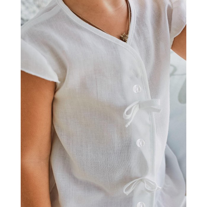 Рубашка для девочки с коротким рукавом MINAKU: Cotton collection цвет белый, рост 92 - фото 1908654645
