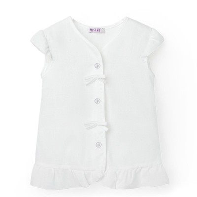 Рубашка для девочки с коротким рукавом MINAKU: Cotton collection, белая, рост 92 см