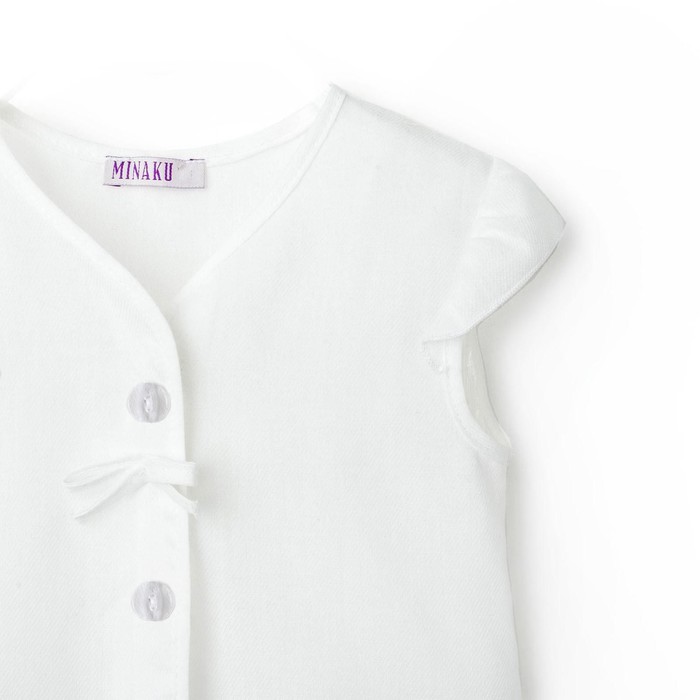 Рубашка для девочки с коротким рукавом MINAKU: Cotton collection цвет белый, рост 92 - фото 1908654647