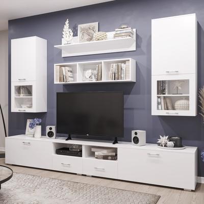 Гостиная «Жак», 2800×450×2200 мм, белый глянец МДФ/ белый ЛДСП