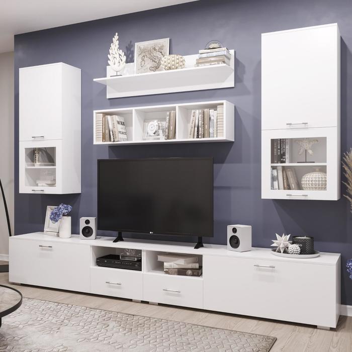 Гостиная «Жак», 2800×450×2200 мм, белый глянец МДФ/ белый ЛДСП - Фото 1