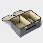 Короб стеллажный для хранения с двойной крышкой Доляна «Тэри», 36×25×16 см, цвет серый - Фото 6