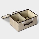 Короб стеллажный для хранения с двойной крышкой Доляна «Тэри», 36×25×16 см, бежевый - Фото 6