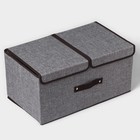 Короб стеллажный для хранения с двойной крышкой Доляна «Тэри», 49×29×24 см, цвет серый - фото 9181176