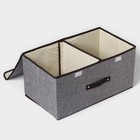 Короб стеллажный для хранения с двойной крышкой Доляна «Тэри», 49×29×24 см, цвет серый - Фото 2
