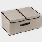 Короб стеллажный для хранения с двойной крышкой Доляна «Тэри», 50×30×25 см, цвет бежевый - Фото 1