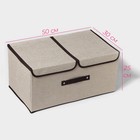 Короб стеллажный для хранения с двойной крышкой Доляна «Тэри», 50×30×25 см, бежевый - Фото 2