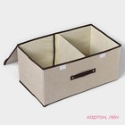 Короб стеллажный для хранения с двойной крышкой Доляна «Тэри», 50×30×25 см, бежевый - Фото 3