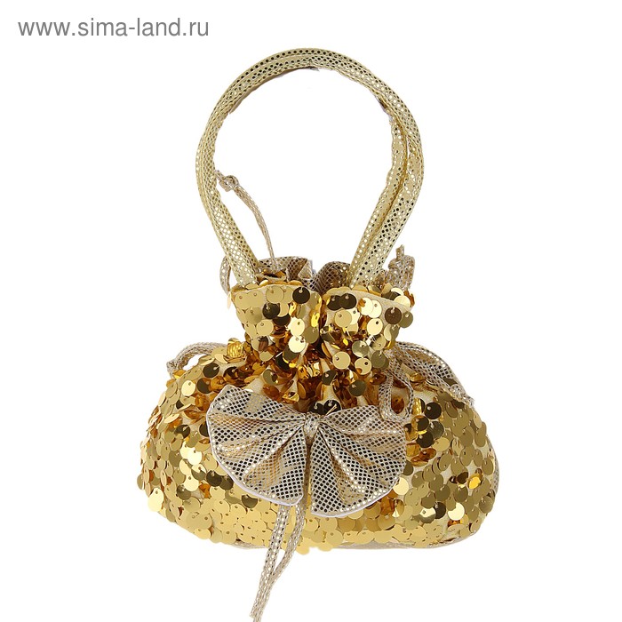 Сумочка детская "Очарование" с бантом, 1 отдел с подкладом, цвет золотистый - Фото 1
