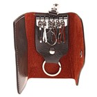 Ключница на клепке, 7 карабинов и кольцо, темно-коричневый - Фото 2