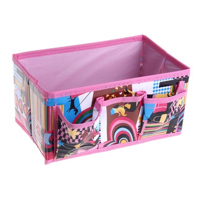 Бокс для мелочей «Модница», 3 кармана, 25×15×12 см, цвет розовый