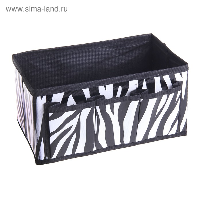 Бокс для мелких вещей "Зебра" с 3 карманами - Фото 1