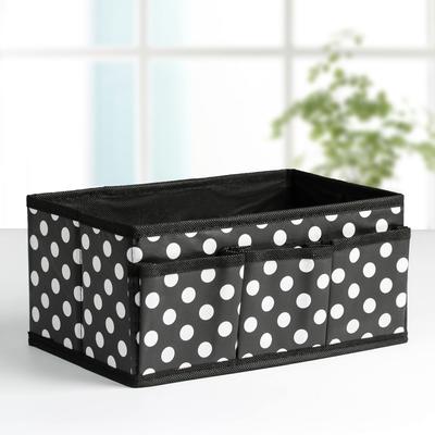 Бокс для мелочей «Горошек», 3 кармана, 25×15×12 см, цвет чёрно-белый