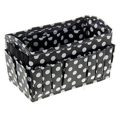 Бокс для мелочей «Горошек», 15 карманов, 23,5×12×13 см, цвет чёрно-белый