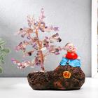 Сувенир бонсай 147 камней "Хотей с яблоком у дерева с аметистами" 18х13х6 см - фото 7766348
