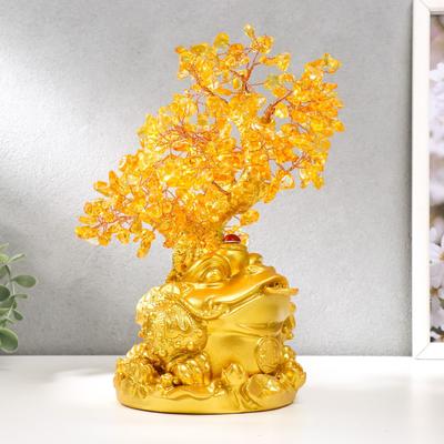 Сувенир бонсай 240 камней "Денежная жаба у янтарного дерева" 25х19х13 см