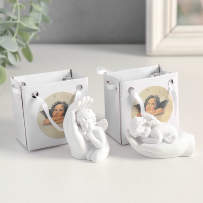 Фигурка полистоун «Белоснежный ангел в ладошке», 5.2×3×3 см, МИКС