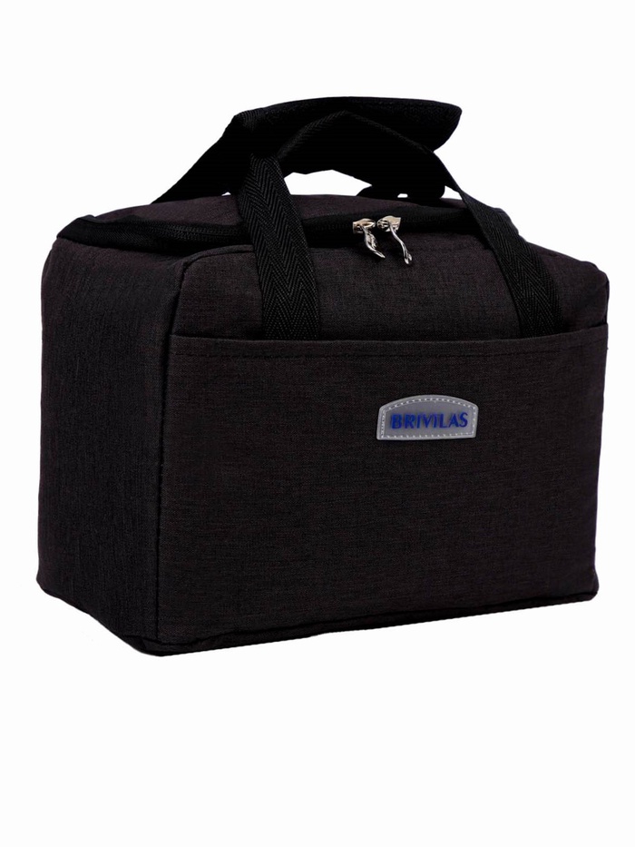 Термосумка на молнии 6.5 л, наружный карман, чёрная - Фото 1