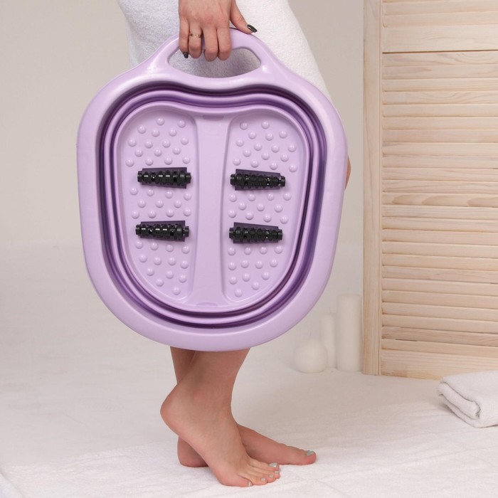 Ванночка для педикюра, 49 × 41 × 7 см, складная, с массажными роликами, цвет МИКС 21597