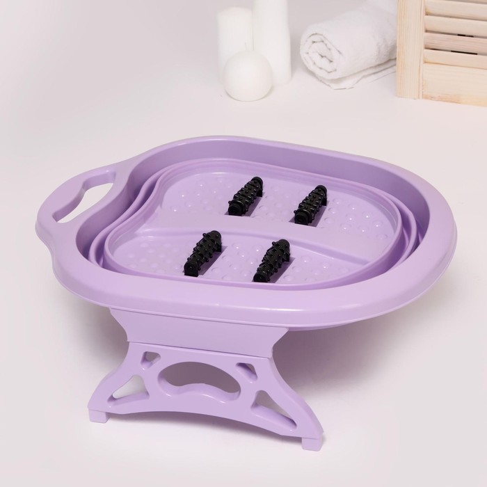 Ванночка для педикюра, 49 × 41 × 7 см, складная, с массажными роликами, цвет МИКС 21597