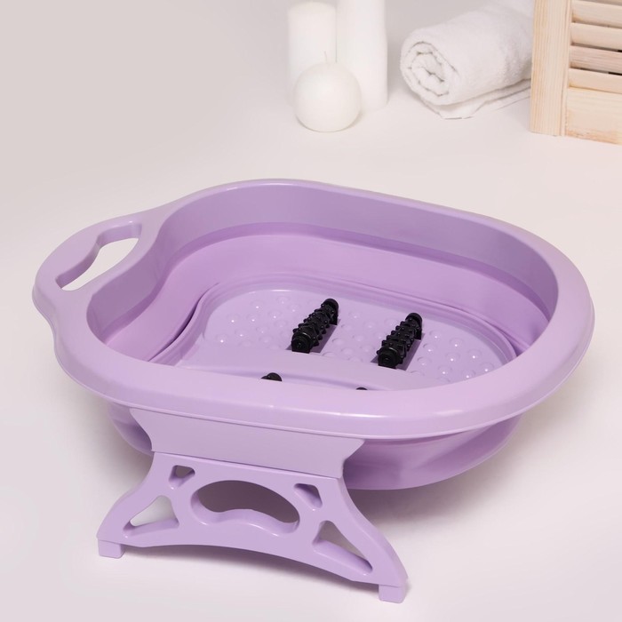 Ванночка для педикюра, 49 × 41 × 7 см, складная, с массажными роликами, цвет МИКС 21597