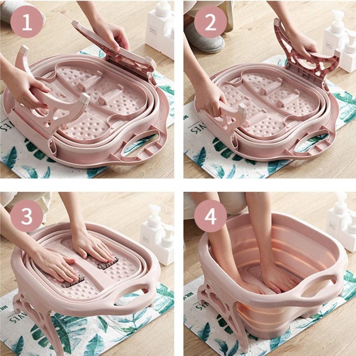 Ванночка для педикюра, 49 × 41 × 7 см, складная, с массажными роликами, цвет МИКС 21597