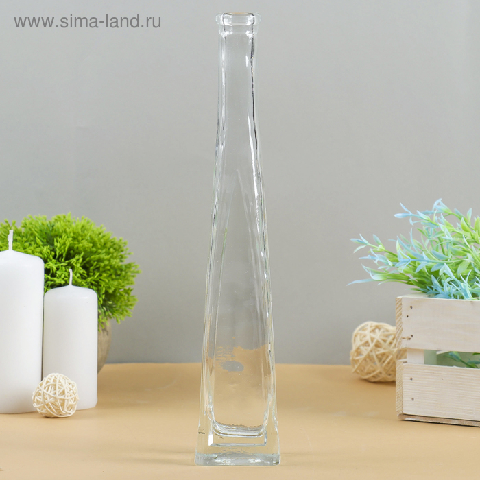 Ваза «Стрелка», четырехгранная, 29×5.5×5.5 см, стекло, прозрачная - Фото 1
