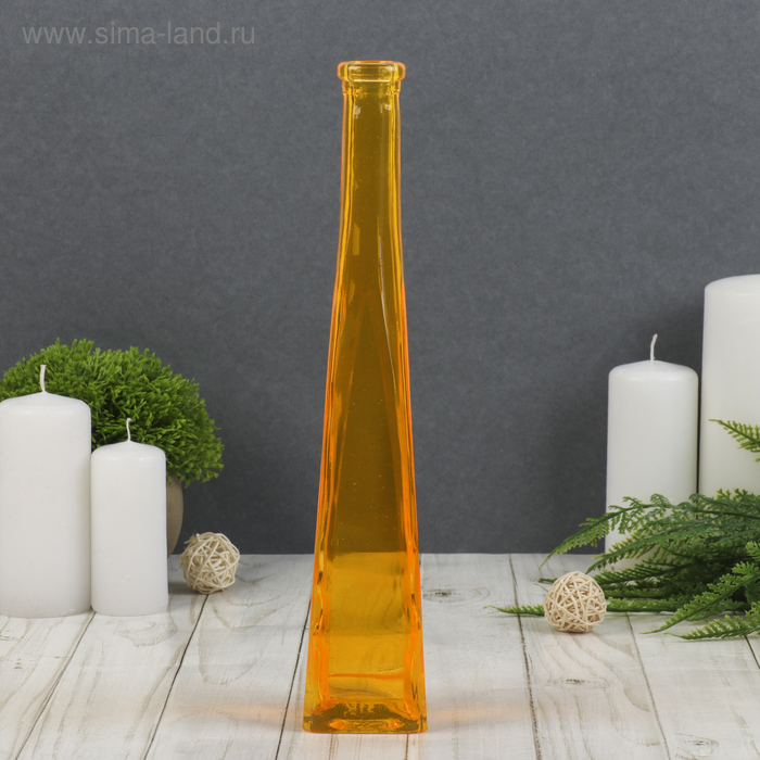 Ваза "Стрелка" четырехгранная, оранж. 29х5,5х5,5см, 0,2л - Фото 1