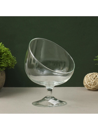 Ваза «Анабель» бренди с косым резом, d=10×12 см, h=15.5 см, стекло, прозрачная