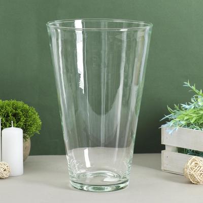 Ваза для цветов «Коническая», 4 л, большая, d=18.5 см, 29×18.5×10 см, стекло, прозрачная