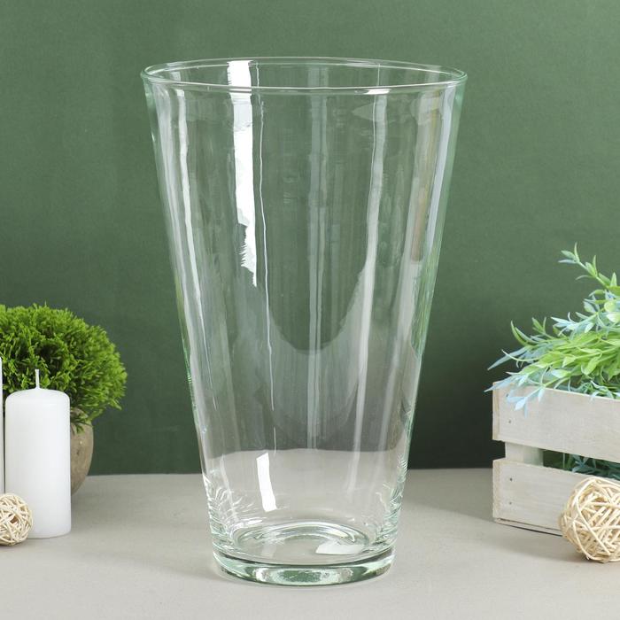 Ваза для цветов «Коническая», 4 л, большая, d=18.5 см, 29×18.5×10 см, стекло, прозрачная - Фото 1