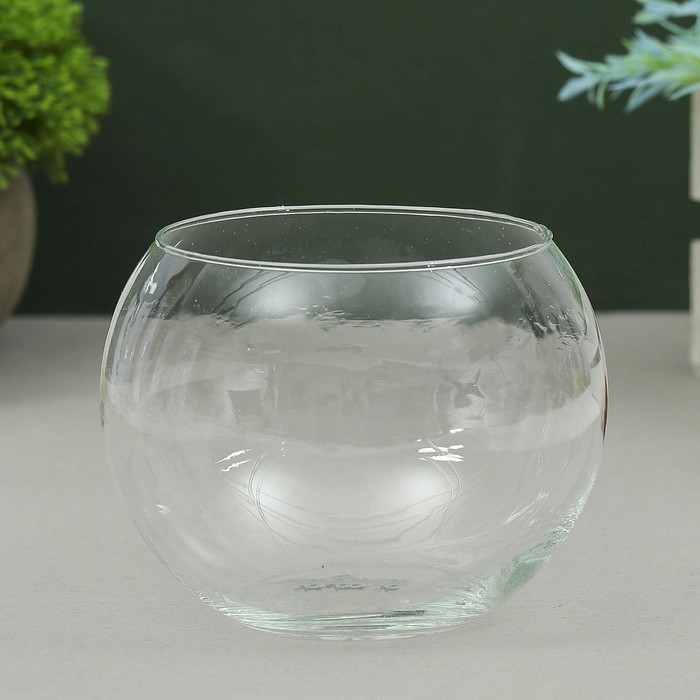 Ваза «Шаровая», 800 мл, d=9 см,10×10 см, стекло, прозрачная - Фото 1