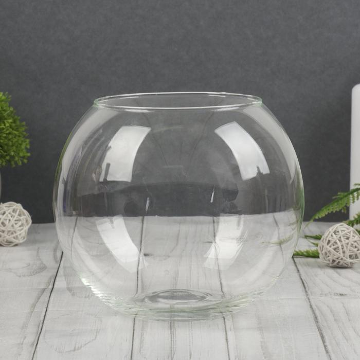 Ваза «Шаровая», 1.66 л, d=10 см, 13×15 см, стекло, прозрачная - Фото 1